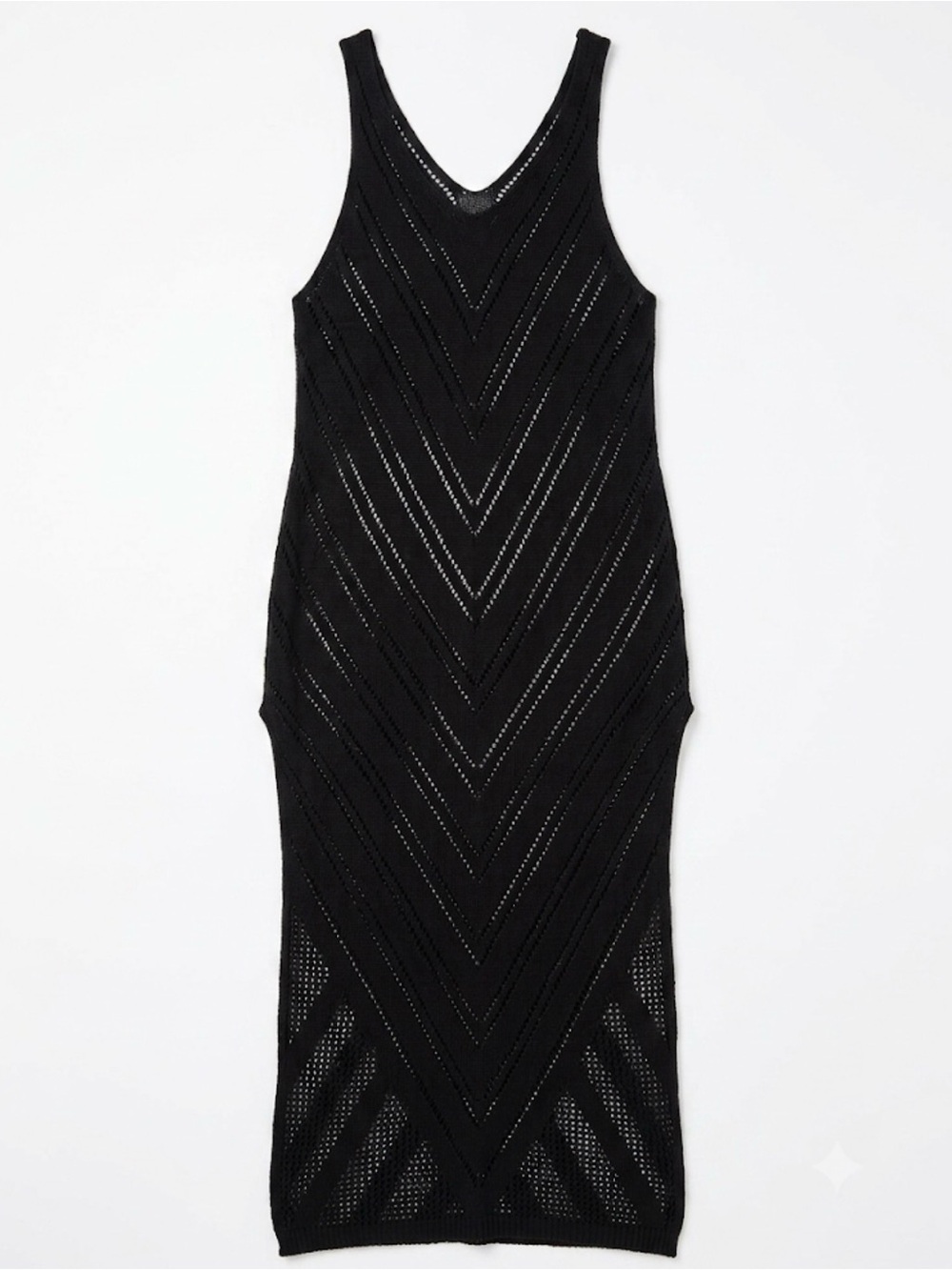 Black Sleeveless Chevron Knit Dress